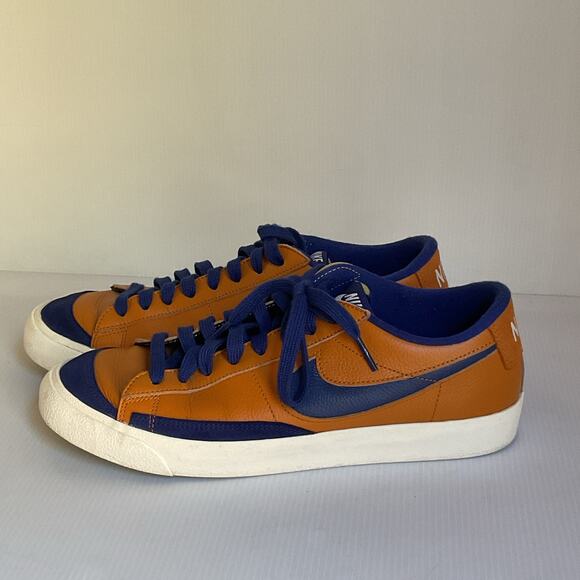 Nike Blazer Low Leather Sneakers Orange Blue Men’s Size 10.5 Retro Nike - Picture 2 of 10